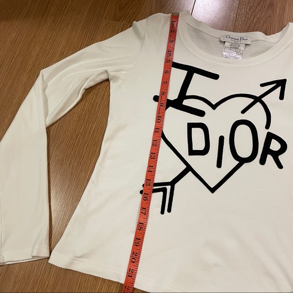 AUTHENTIC CHRISTIAN DIOR “I ❤️ DIOR” LONG SLEEVE TEE IN WHITE - Picture 16 of 16
